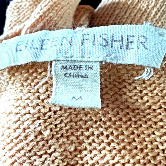 Eileen Fisher Linen Sweater Womens Medium Orange Knit Organic Slouchy Beachy - Picture 5 of 7